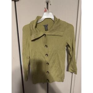 Ann Taylor Women’s Green Sweater Blouse Top Button Up Size Medium